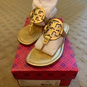 Tory Burch - Gold Metallic Miller - Flat Sandal - Brand New In Box